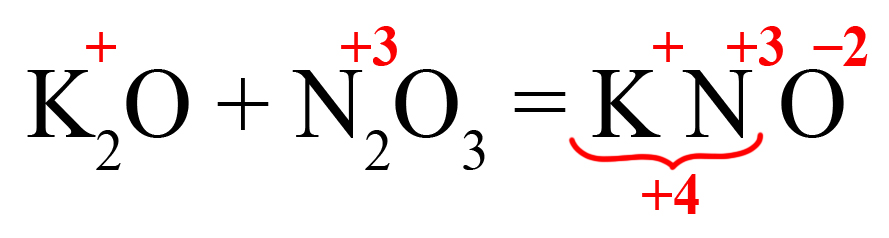 Расстановка индексов в нитрите калия