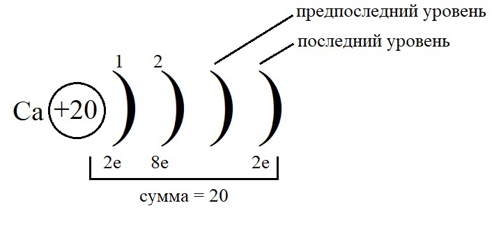 Распределение электронов на электронных оболочках кальция Распределение электронов на электронных оболочках кальция